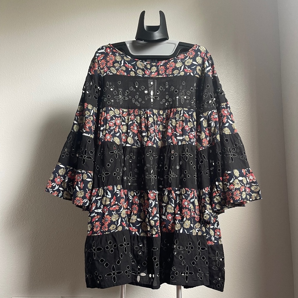 Free People Floral Bell Sleeve Dress Tunic
